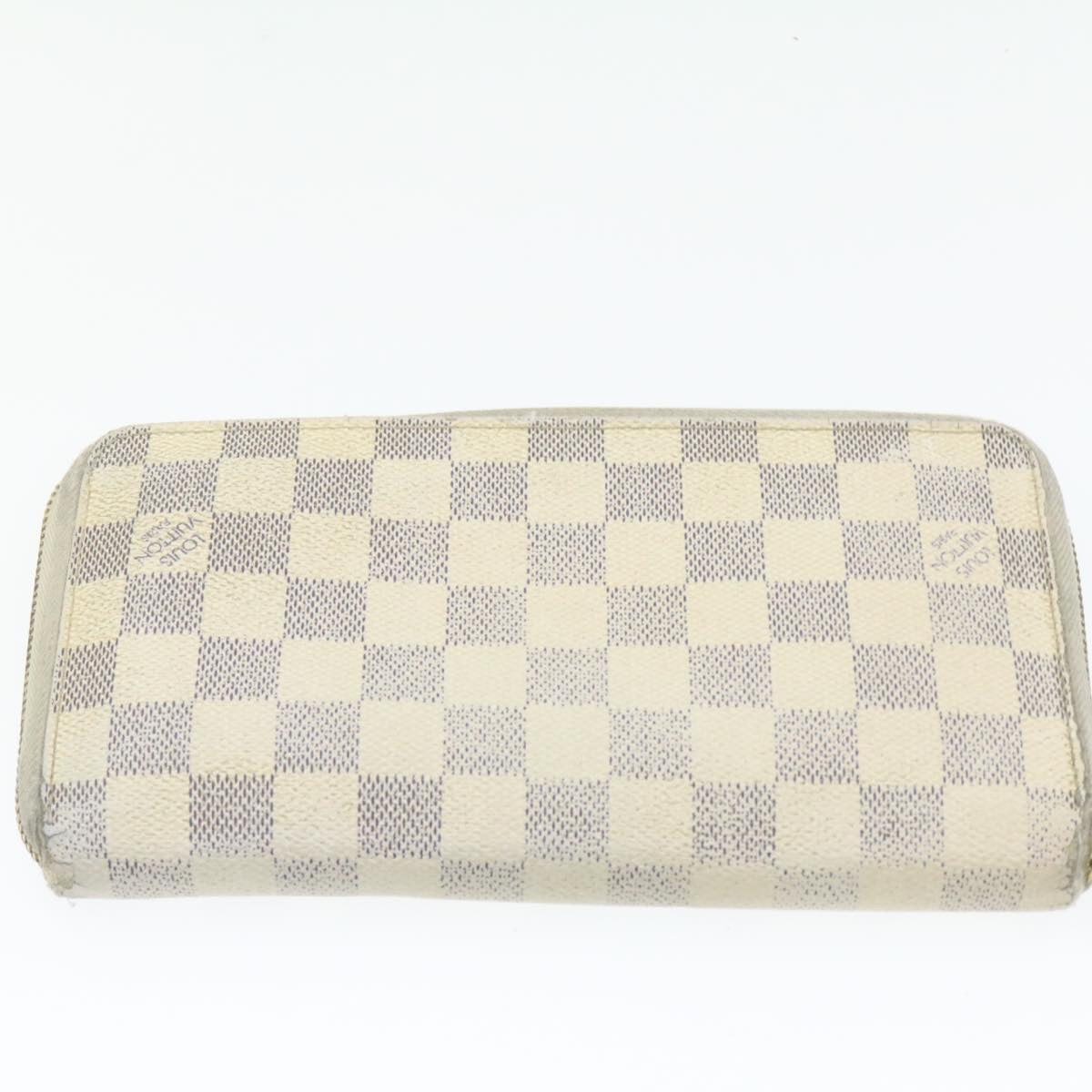 LOUIS VUITTON Damier Azur Ebene Long Wallet 4Set White Brown LV Auth ar3683