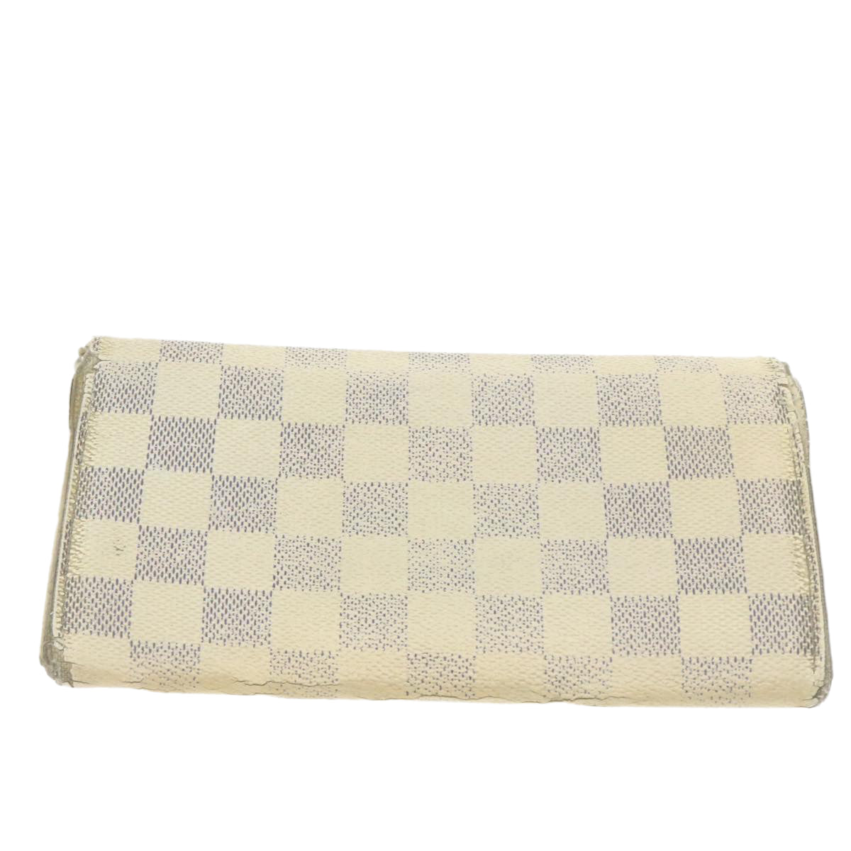 LOUIS VUITTON Damier Azur Ebene Long Wallet 4Set White Brown LV Auth ar3683