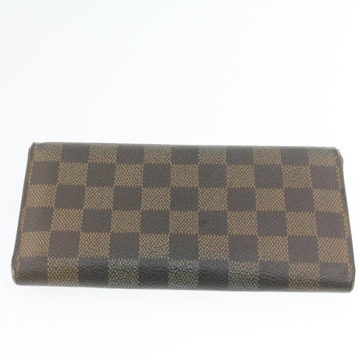 LOUIS VUITTON Damier Azur Ebene Long Wallet 4Set White Brown LV Auth ar3683