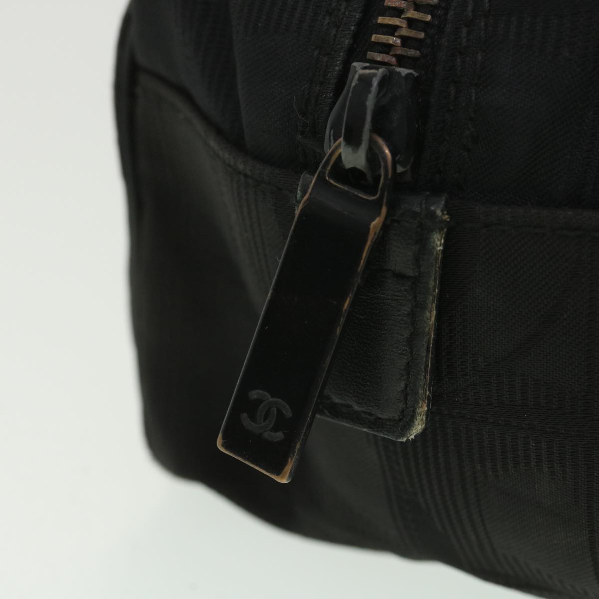 CHANEL Travel line Shoulder Bag Nylon Black CC Auth ar3855
