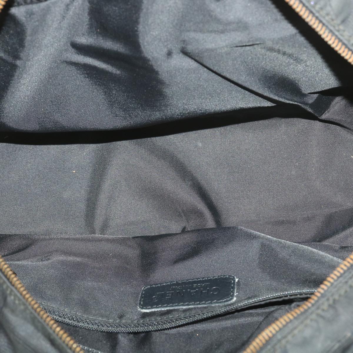 CHANEL Travel line Shoulder Bag Nylon Black CC Auth ar3855