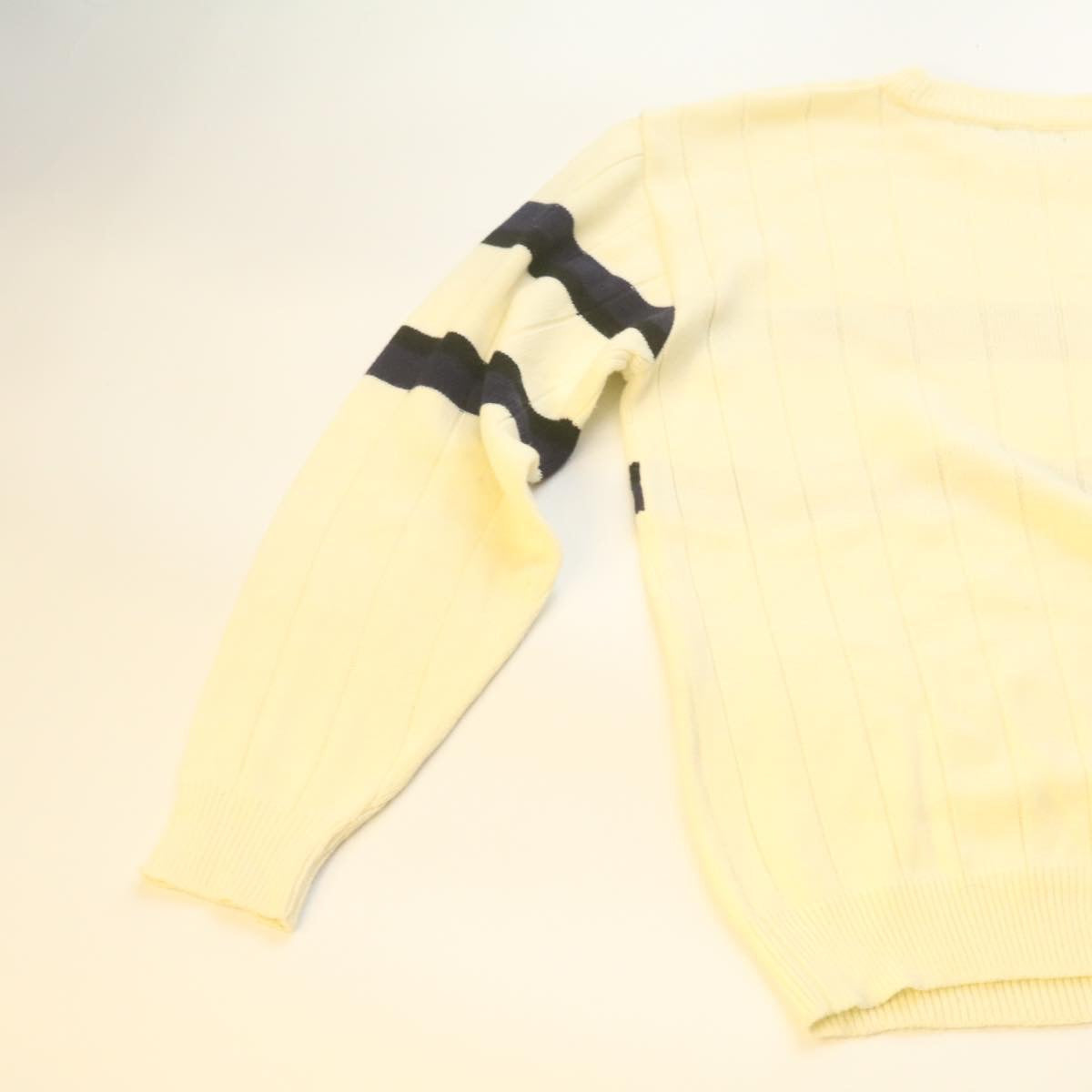 VERSACE Sweater Wool Acrylic White Navy Auth ar3898