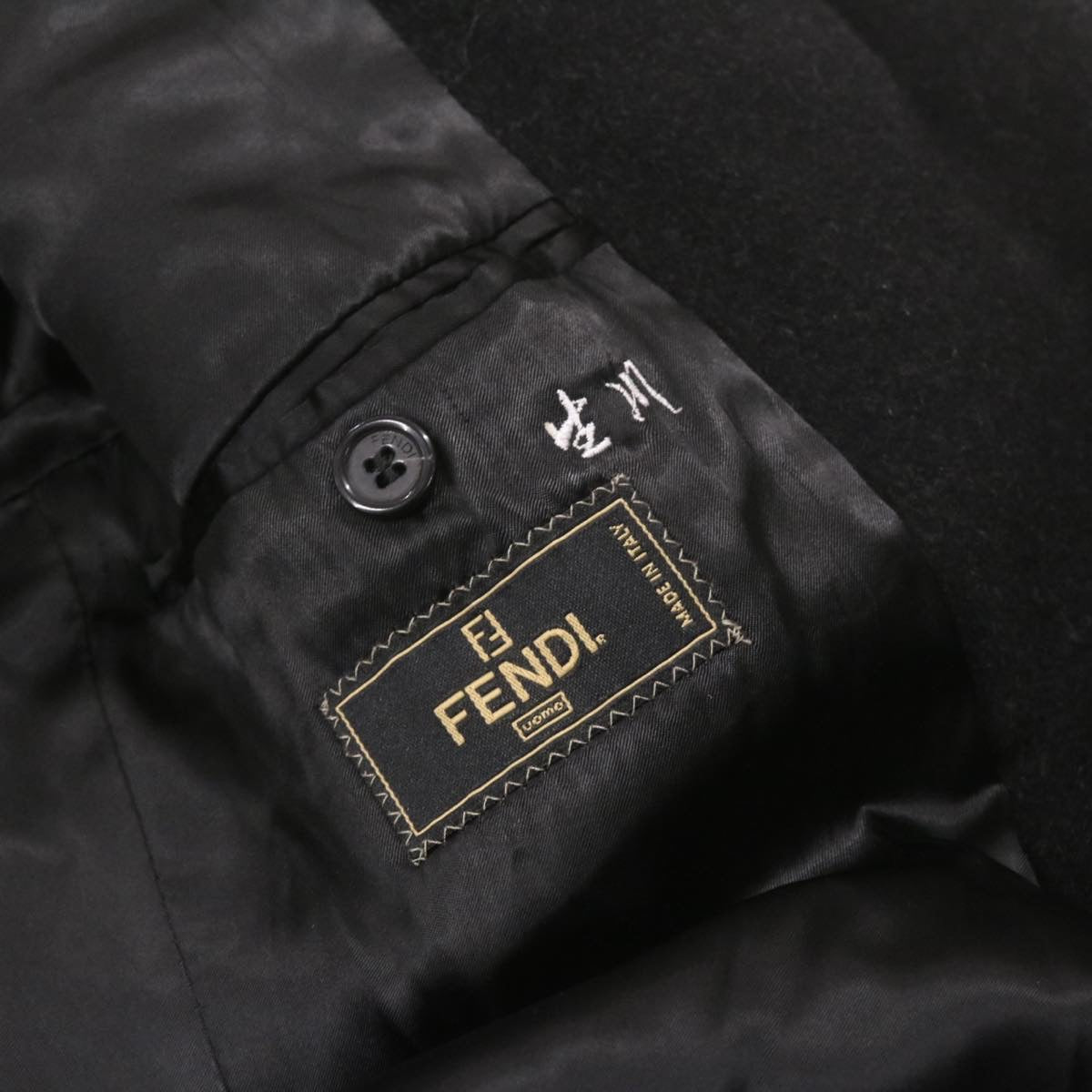 FENDI Cashmere Coat Black Auth ar4081