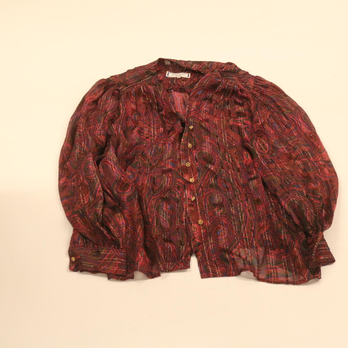 SAINT LAURENT Shirt Silk Polyester Red Auth ar4144