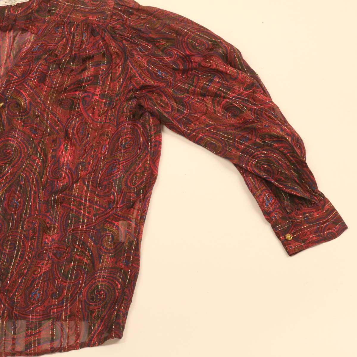 SAINT LAURENT Shirt Silk Polyester Red Auth ar4144