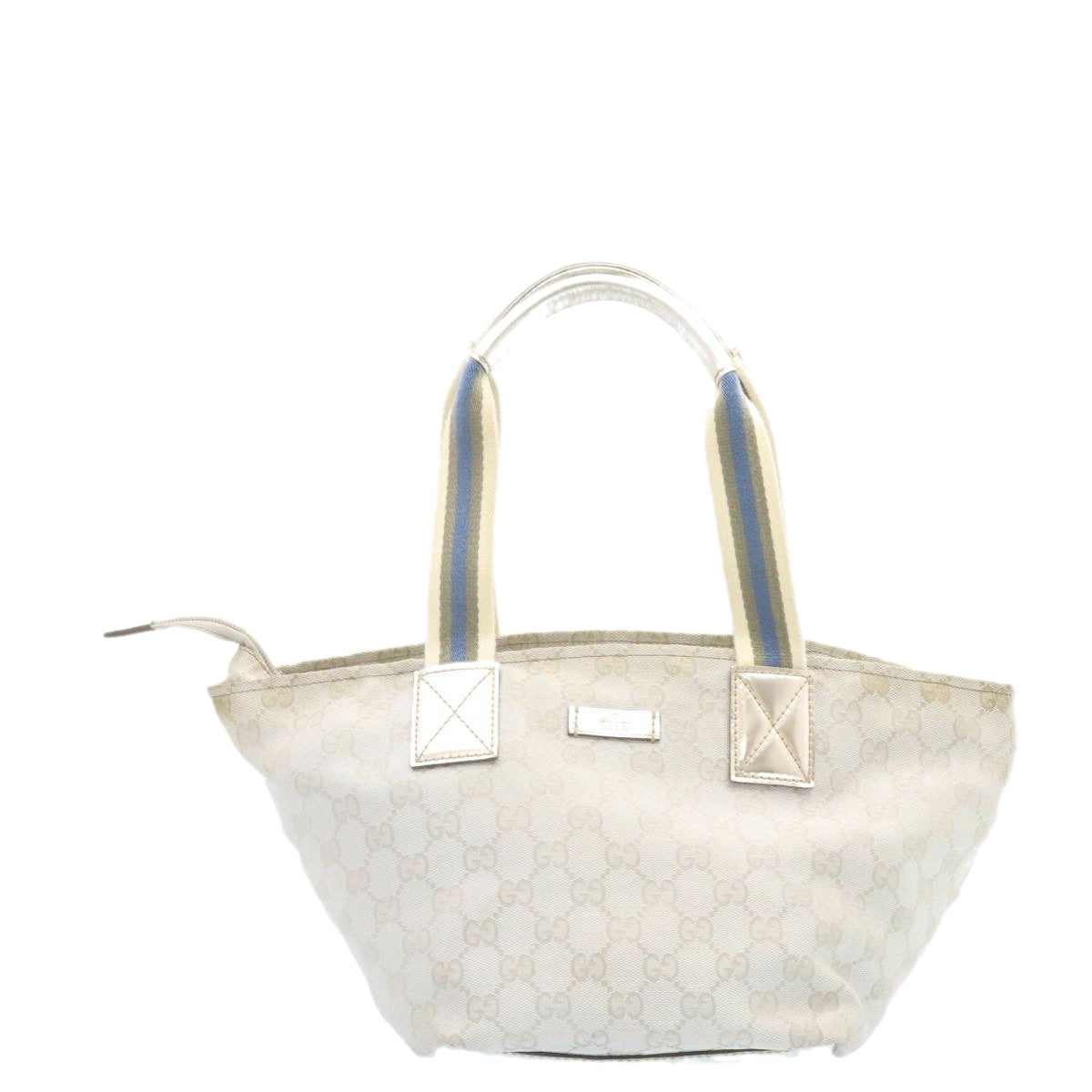 GUCCI Sherry Line GG Canvas Tote Bag Silver Blue Auth ar4426 - 0