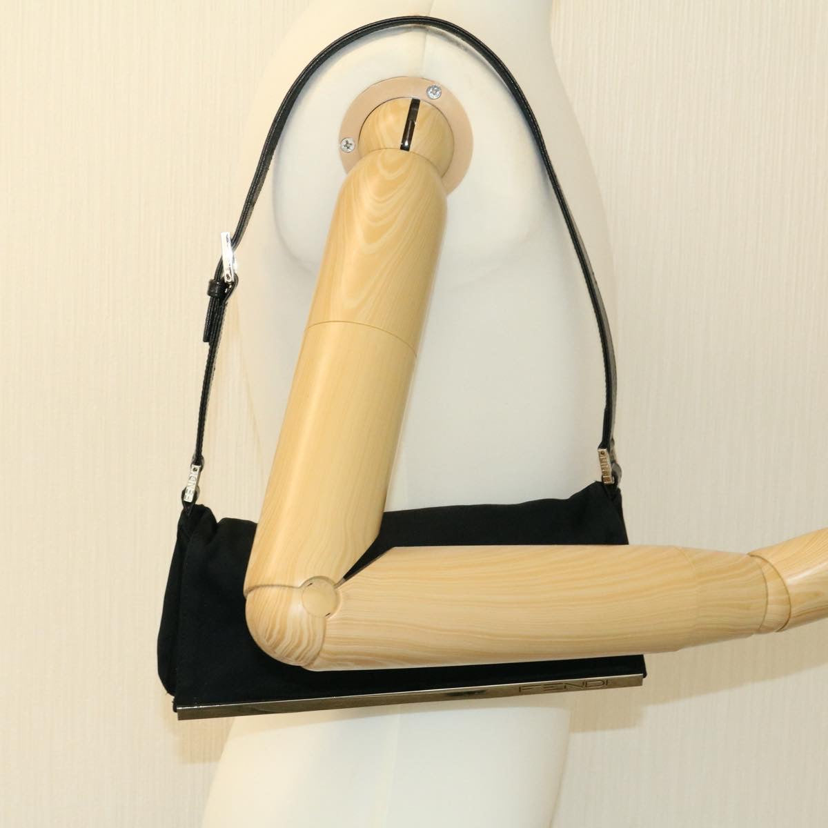 FENDI Shoulder Bag Nylon Black Auth ar4731