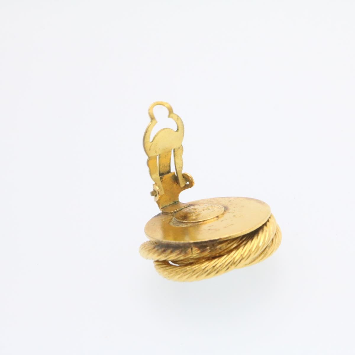 CHANEL Clip-on Earring Gold Tone CC Auth ar4781