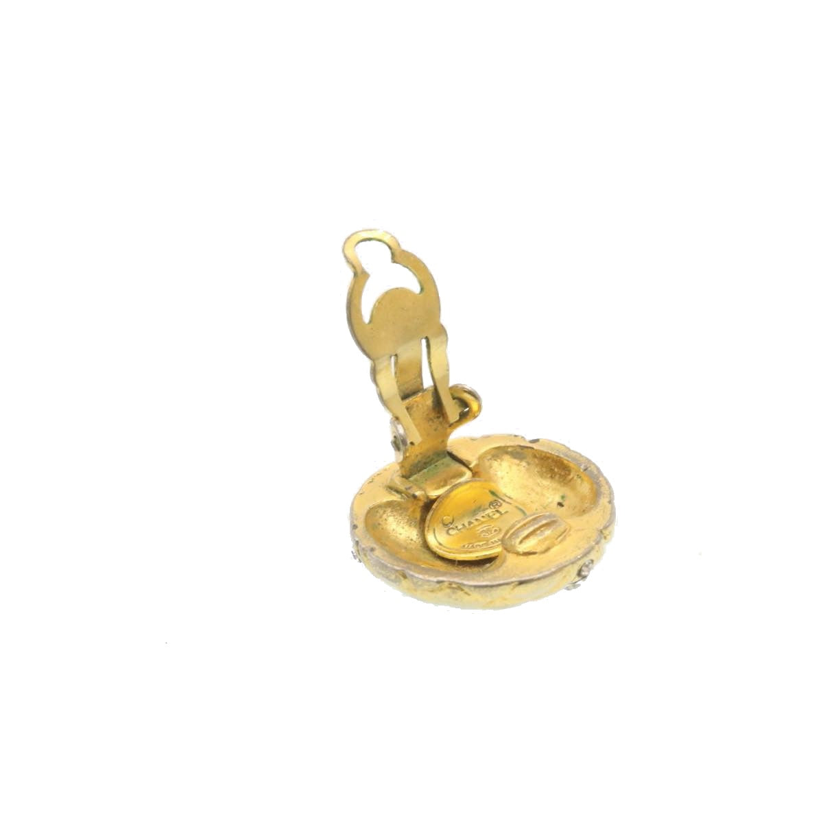 CHANEL Clip-on Earring Gold Tone CC Auth ar4785
