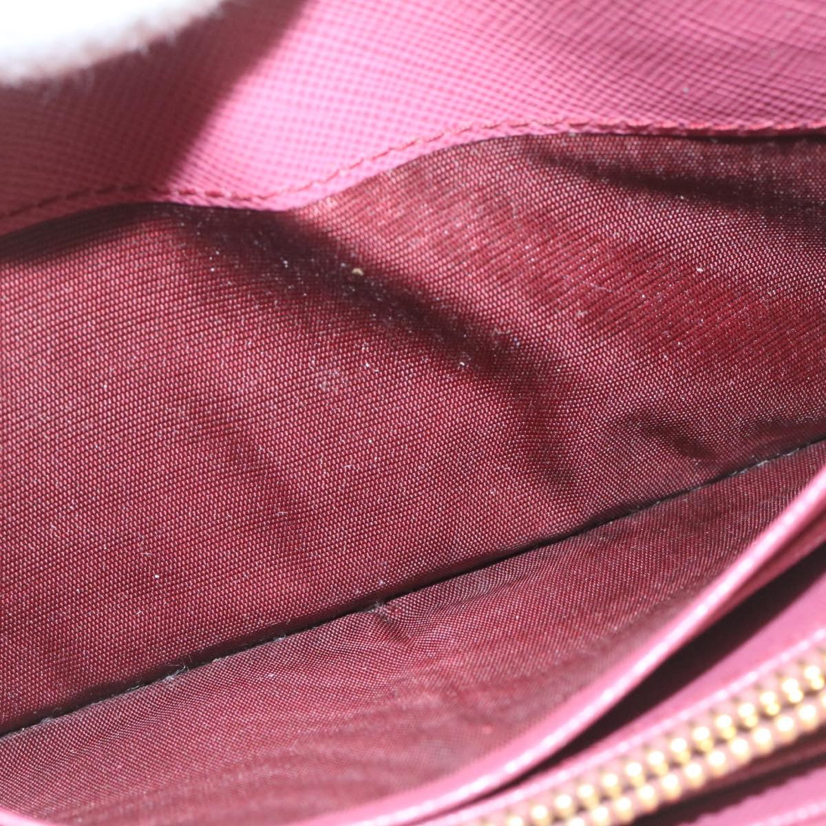 PRADA Safiano Leather Zip Around Long Wallet White Red Auth ar5034