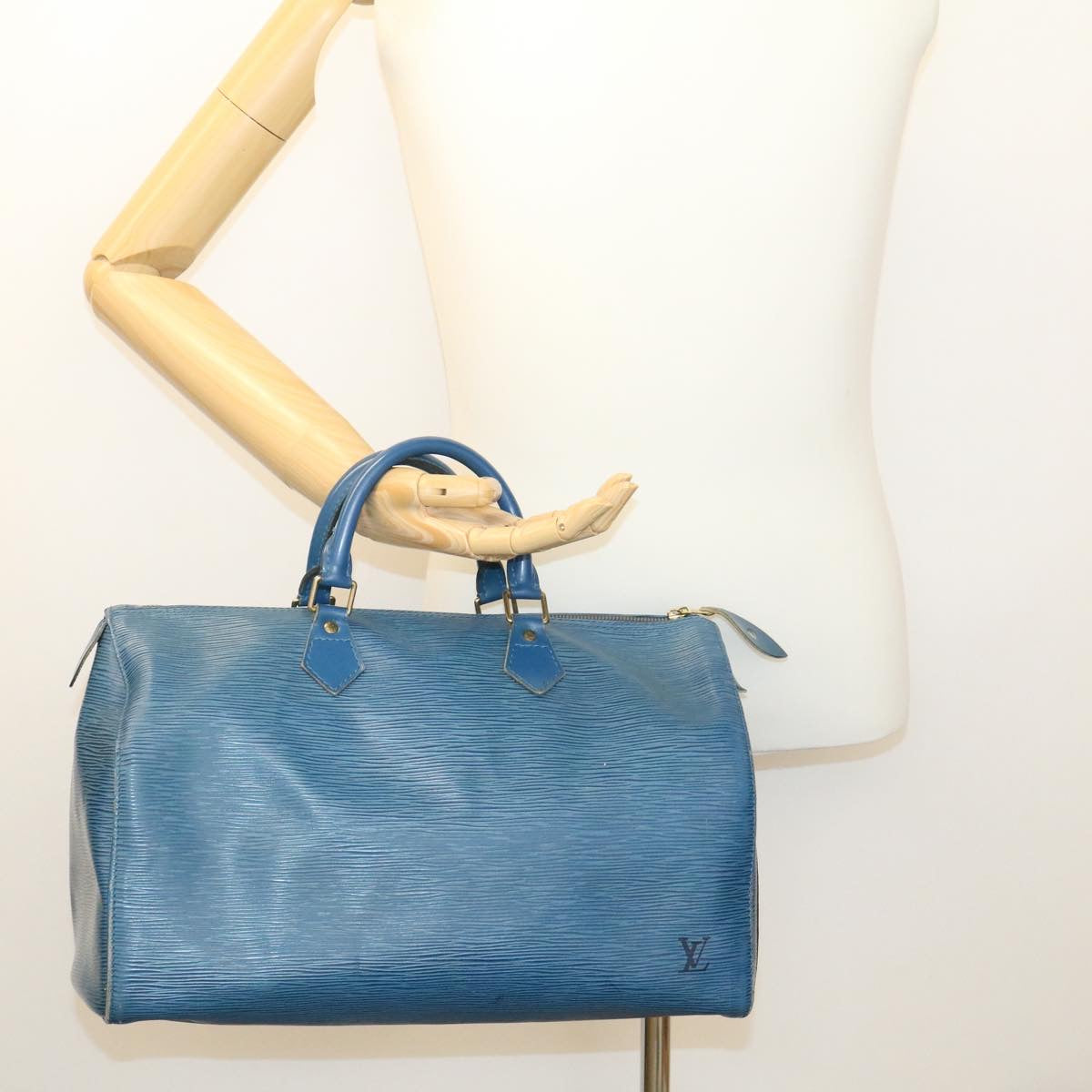 LOUIS VUITTON Epi Speedy 35 Hand Bag Blue M42995 LV Auth ar5050