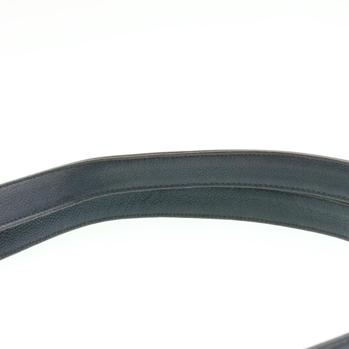 CHANEL Caviar Skin Chain Shoulder Bag Navy CC Auth ar5058A