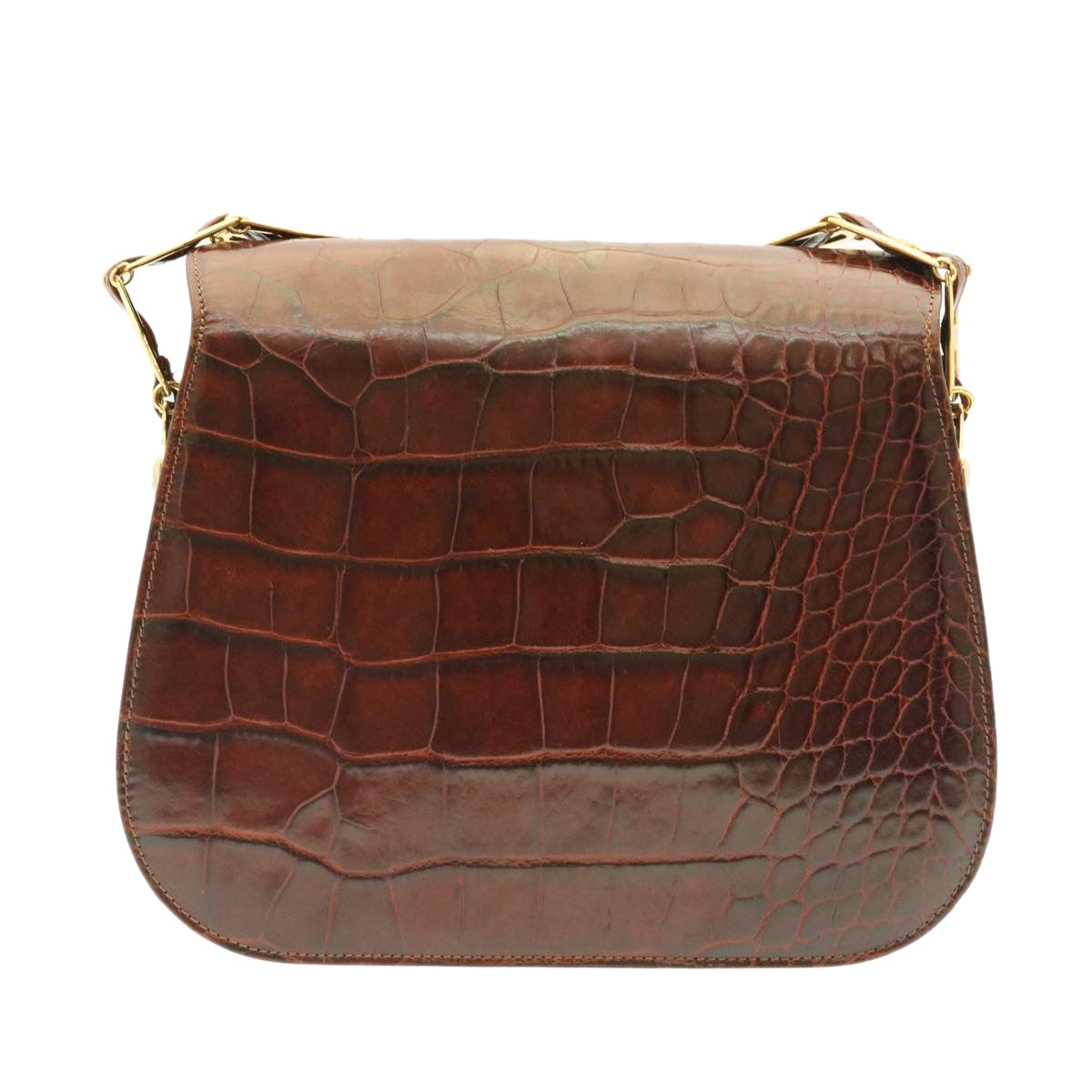 Gianni Versace Medusa Shoulder Bag Embossed Leather Brown Auth ar5059 - 0
