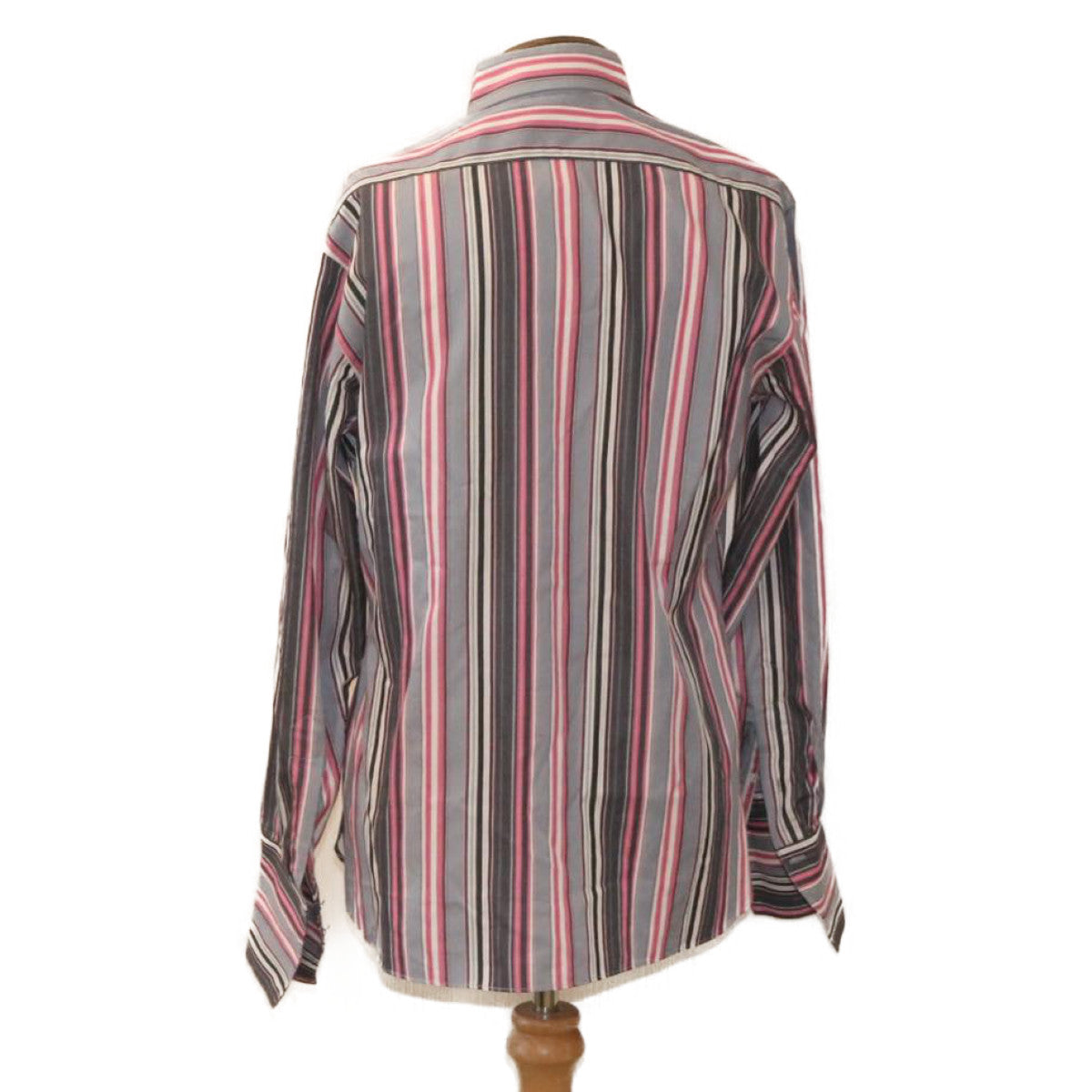 HERMES Stripe Shirt Pink Gray Auth ar5157