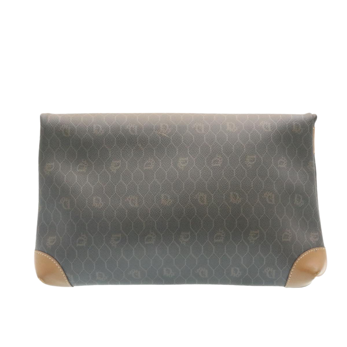 Christian Dior Honeycomb Canvas Clutch Bag PVC Leather Black Auth ar5164 - 0