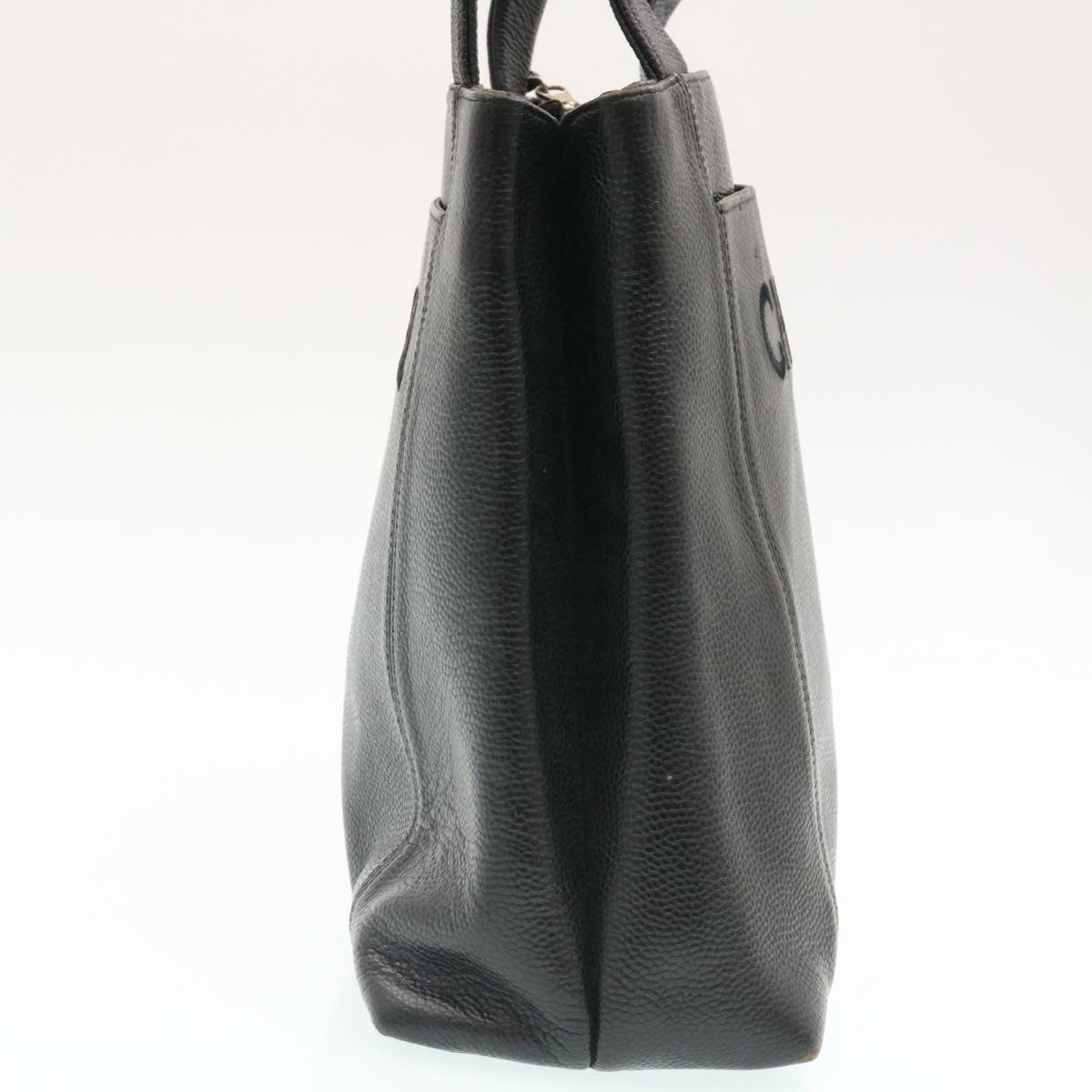 CHANEL Caviar Skin Shoulder Bag Leather Black CC Auth ar5255A