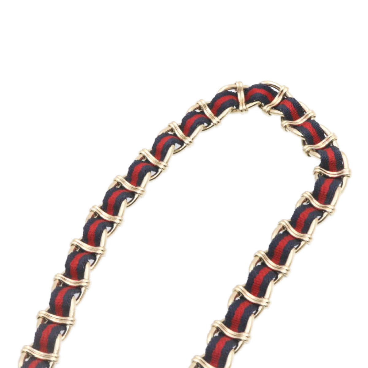 GUCCI Sherry Line Chain Belt Navy Red Auth ar5271