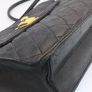 CHANEL Matelasse Shoulder Bag Lamb Skin Black Gold CC Auth ar5310A-8