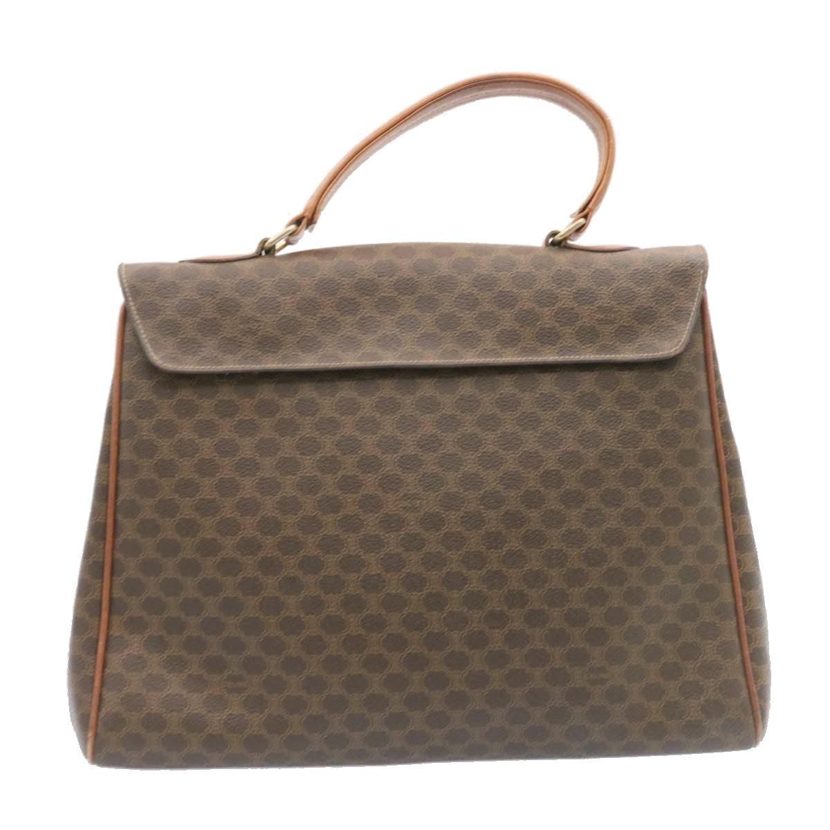 CELINE Macadam Canvas Hand Bag PVC Leather Brown Auth ar5452