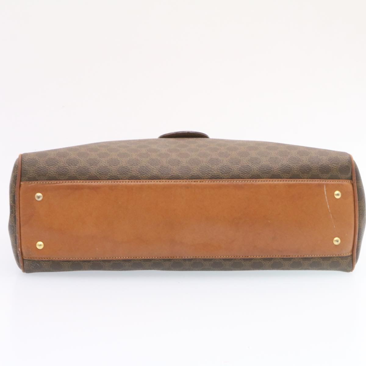 CELINE Macadam Canvas Hand Bag PVC Leather Brown Auth ar5452