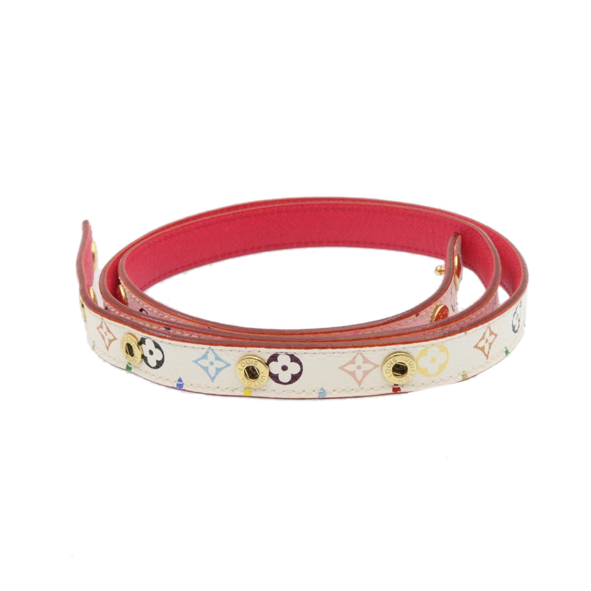 LOUIS VUITTON Monogram Multicolor Belt White LV Auth ar5567