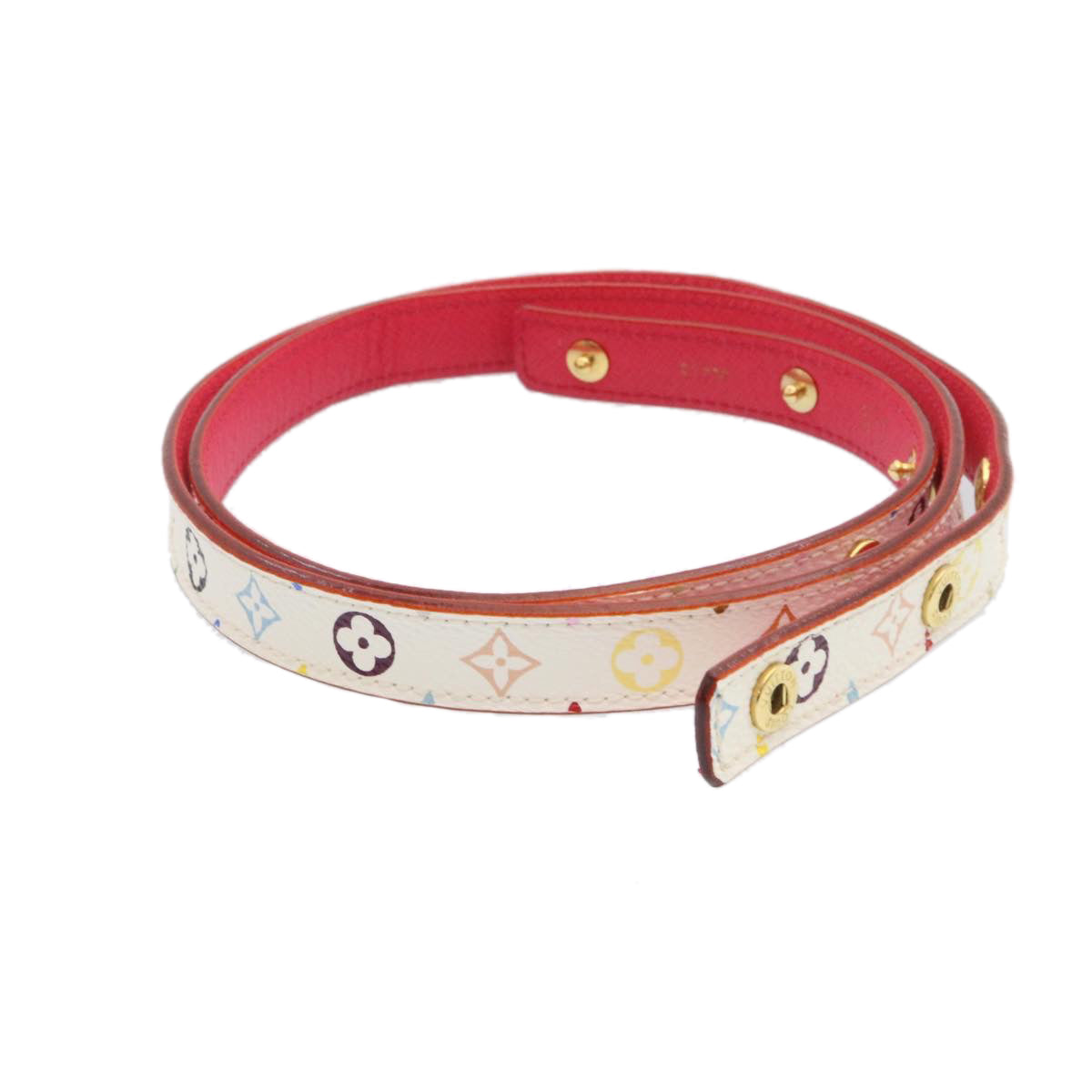 LOUIS VUITTON Monogram Multicolor Belt White LV Auth ar5567