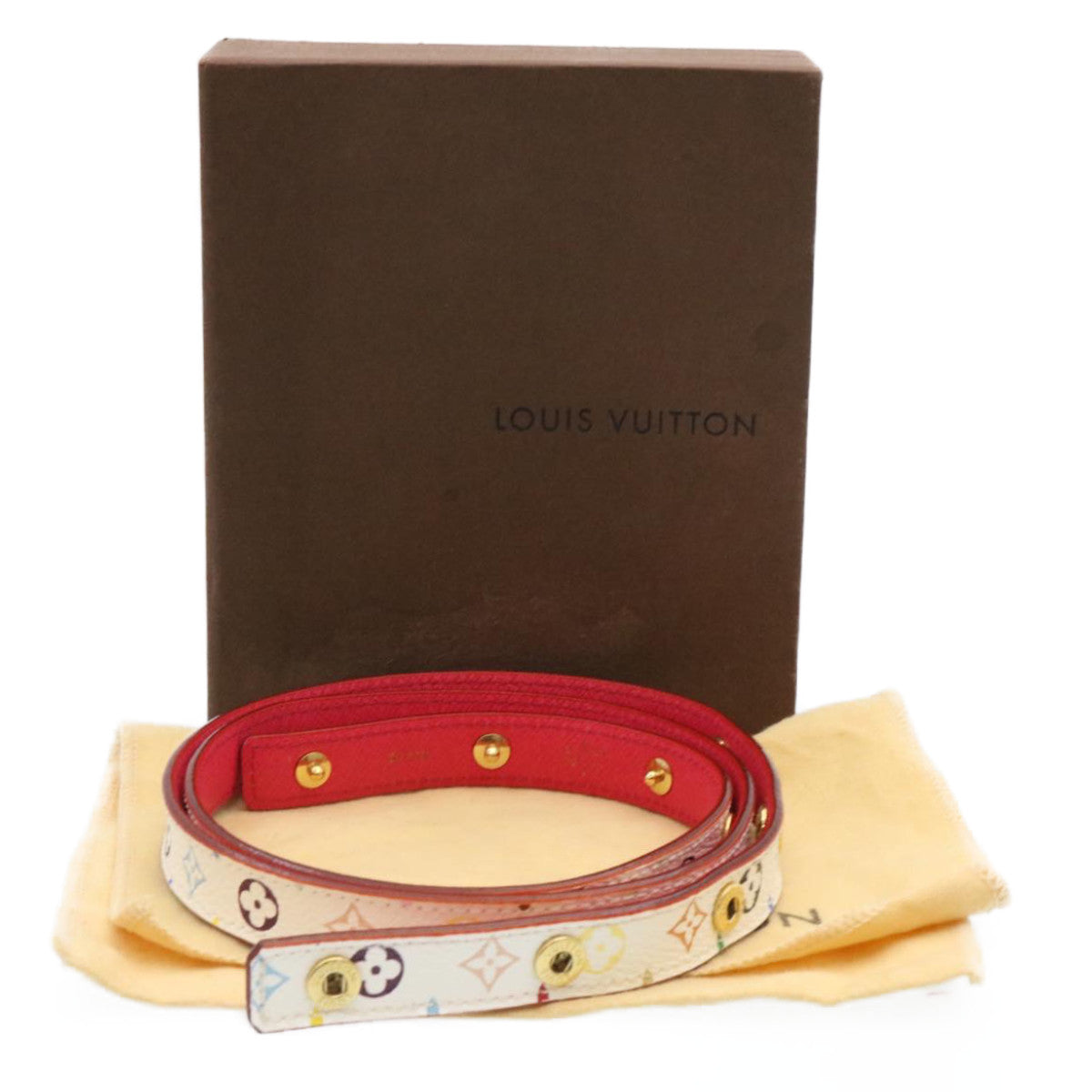 LOUIS VUITTON Monogram Multicolor Belt White LV Auth ar5567