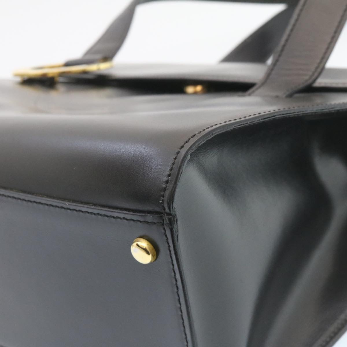 CELINE Shoulder Bag Leather Black Auth ar5783