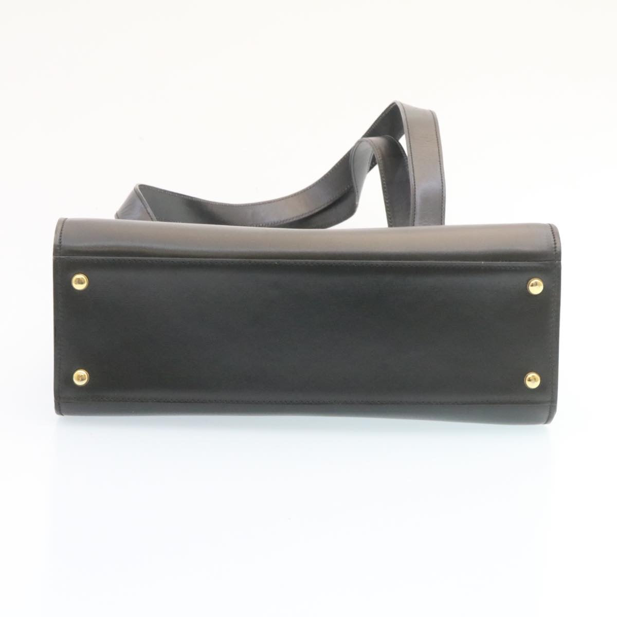 CELINE Shoulder Bag Leather Black Auth ar5783