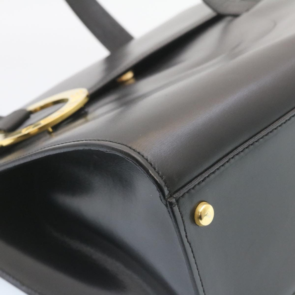 CELINE Shoulder Bag Leather Black Auth ar5783