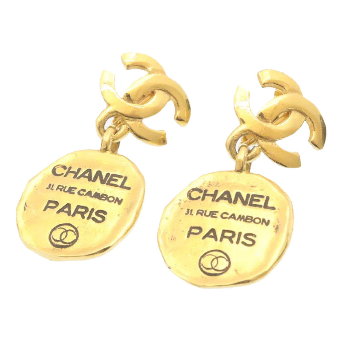 CHANEL Earring Gold CC Auth ar5931