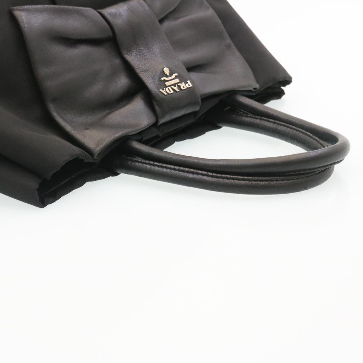 PRADA Hand Bag Nylon Leather Black Auth ar6238