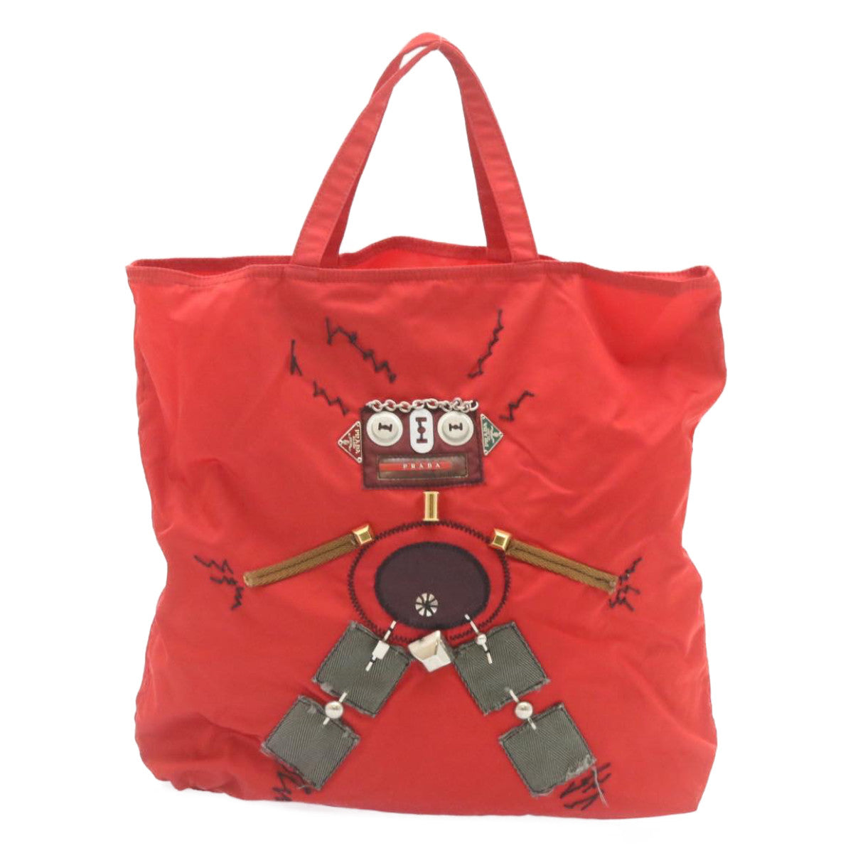 PRADA Tessuto Robot Tote Bag Nylon Red Auth ar6251 - 0