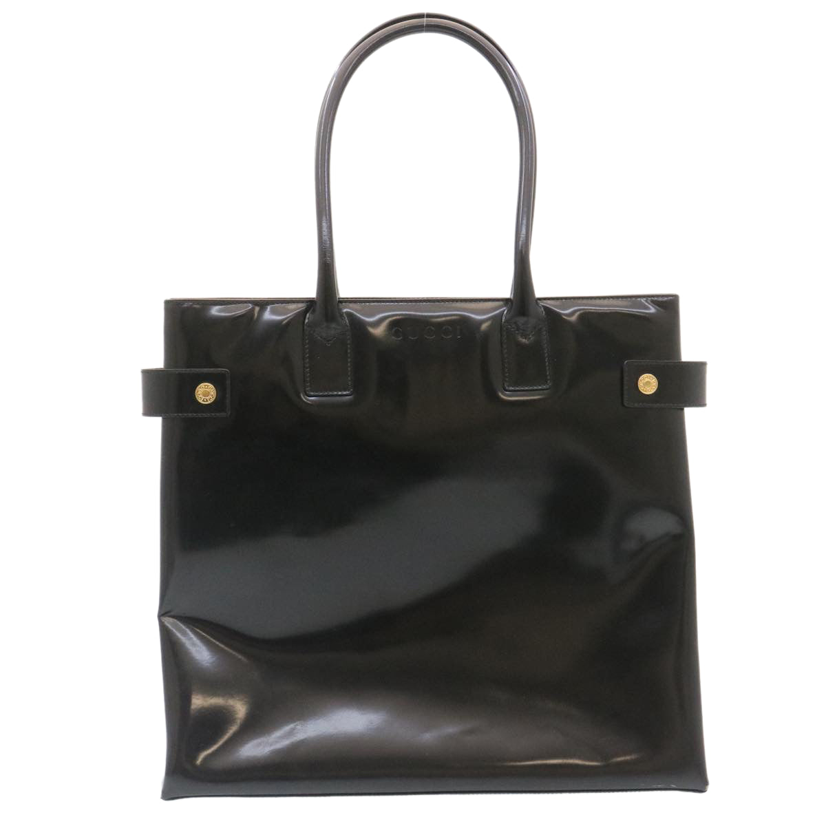 GUCCI Bamboo Tote Bag Leather Black Auth ar6293