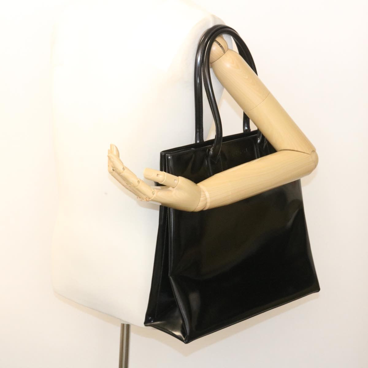 GUCCI Bamboo Tote Bag Leather Black Auth ar6293