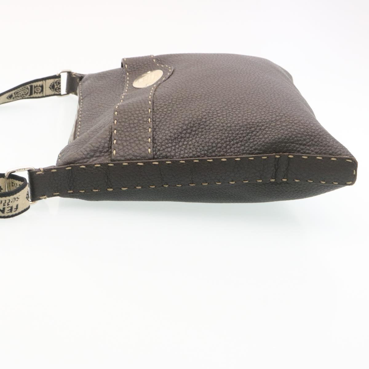 FENDI Shoulder Bag Leather Brown Auth ar6319
