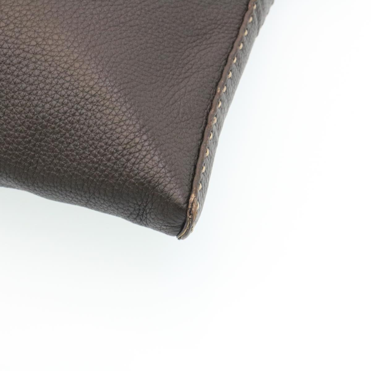 FENDI Shoulder Bag Leather Brown Auth ar6319