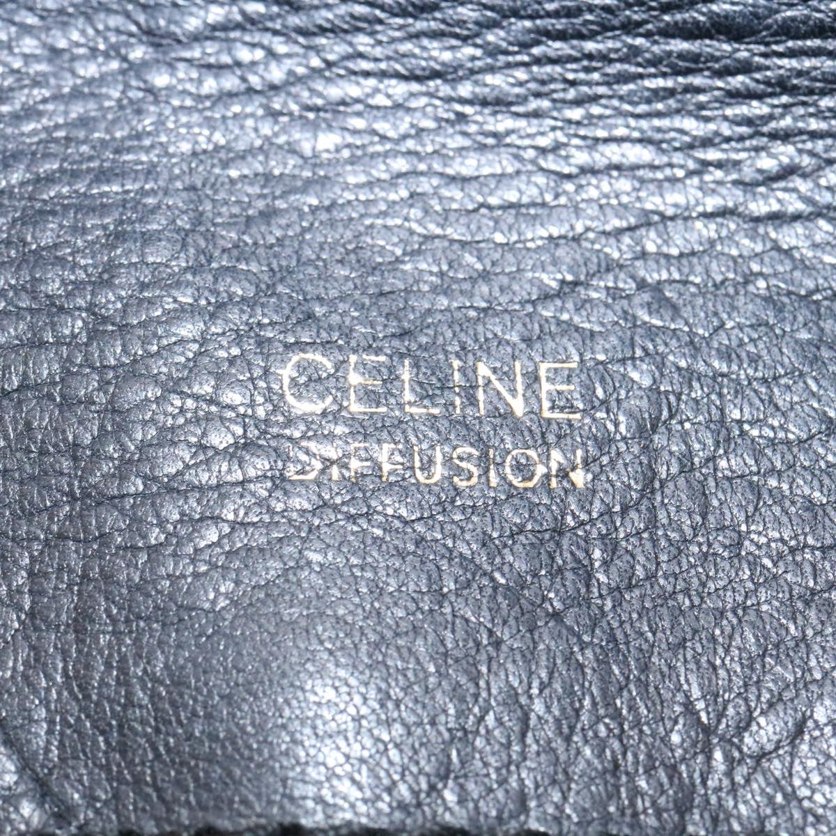 CELINE Chain Shoulder Bag Leather Black Auth ar6324
