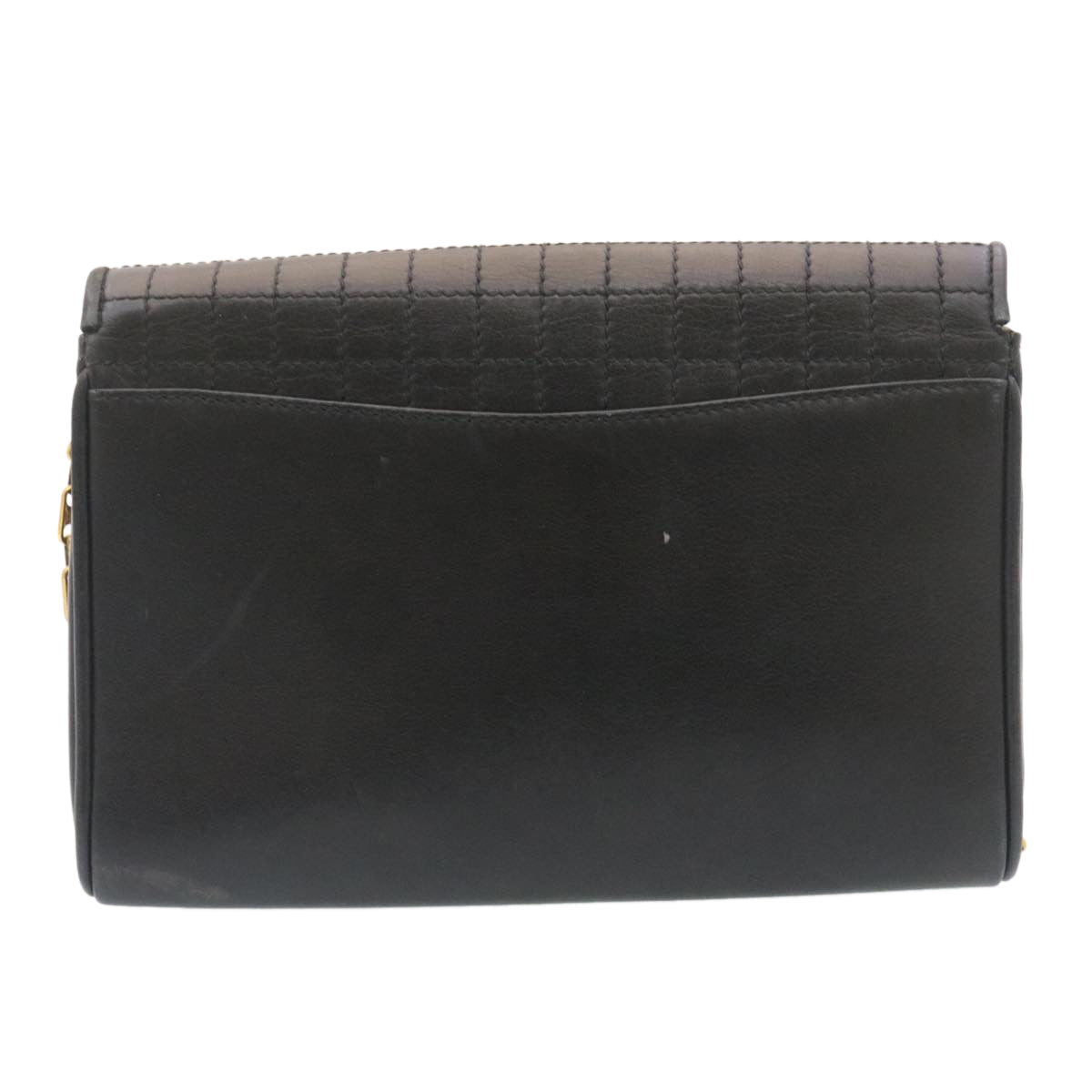 CELINE Chain Shoulder Bag Leather Black Auth ar6324 - 0
