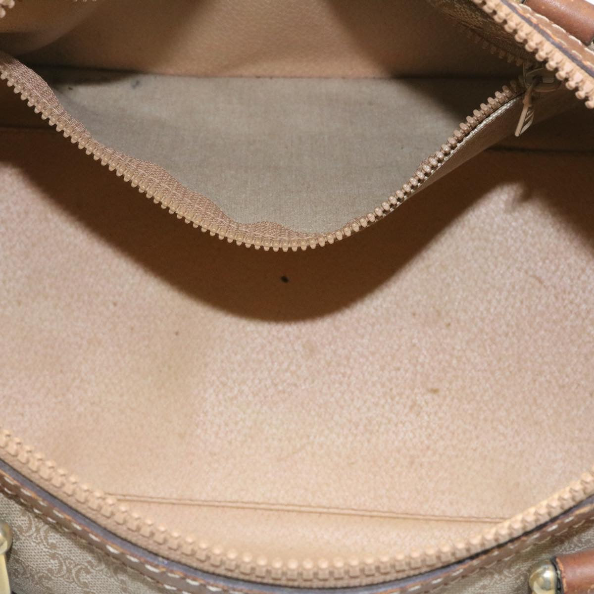 CELINE Macadam Canvas Hand Bag Boston Bag 2Set Brown Beige Auth ar6340