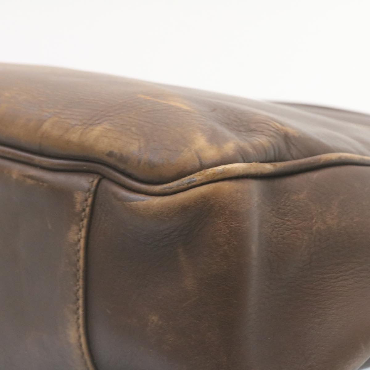 PRADA Leather Hand Bag Brown Auth ar6360