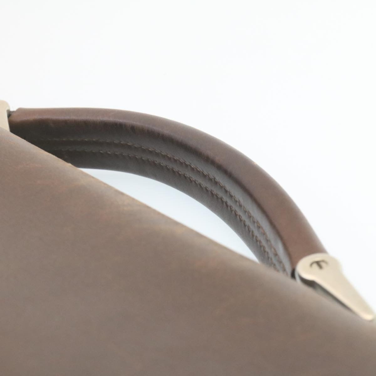 PRADA Leather Hand Bag Brown Auth ar6360