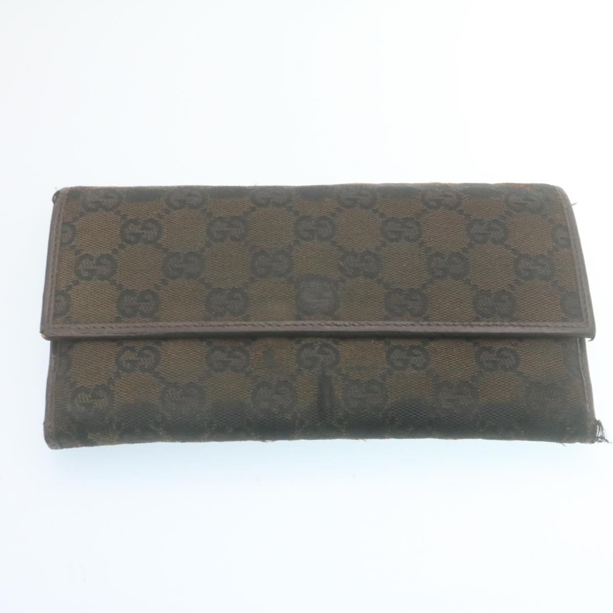 GUCCI GG Canvas Long Wallet Leather 6Set Black Brown Auth ar6414 - 0