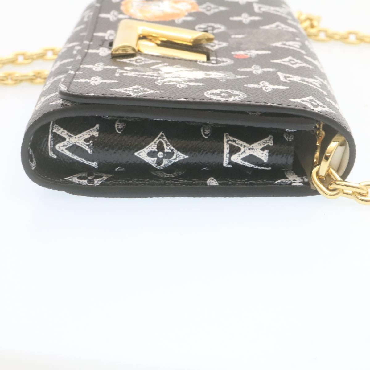 LOUIS VUITTON Monogram Cat Portefeuille Twist Chain Wallet M63888 Auth ar6463