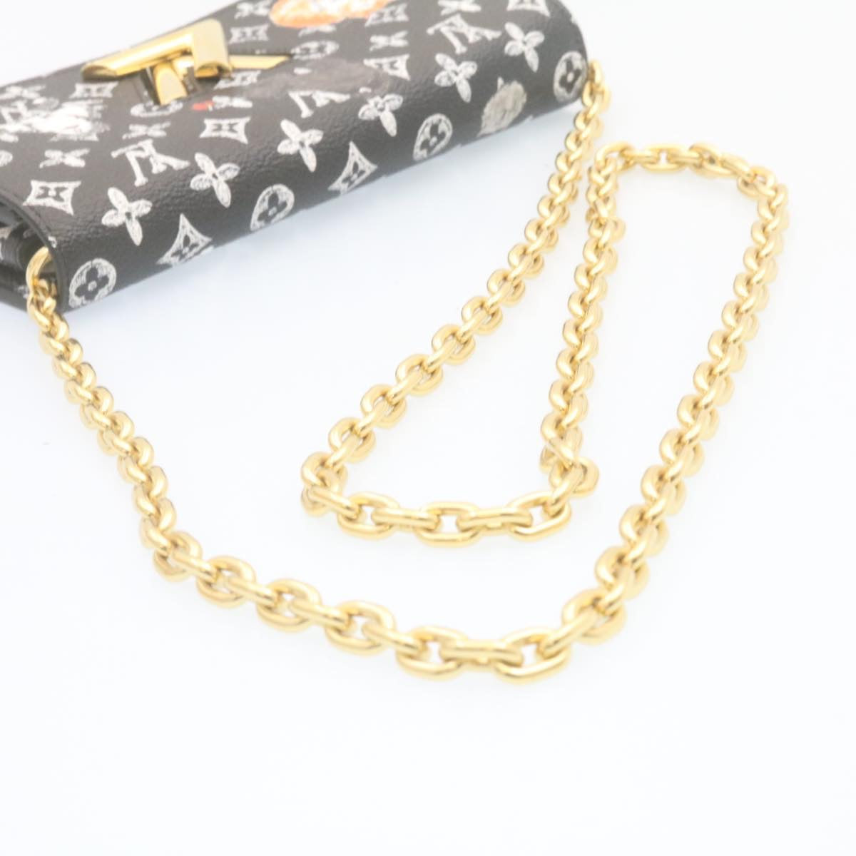 LOUIS VUITTON Monogram Cat Portefeuille Twist Chain Wallet M63888 Auth ar6463