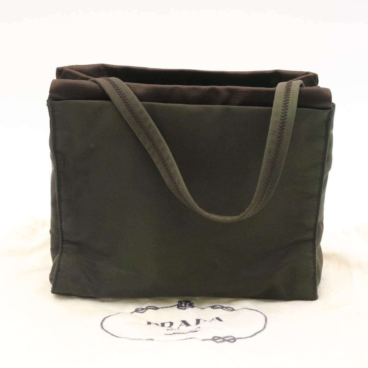PRADA Hand Bag Nylon Khaki Auth ar6503