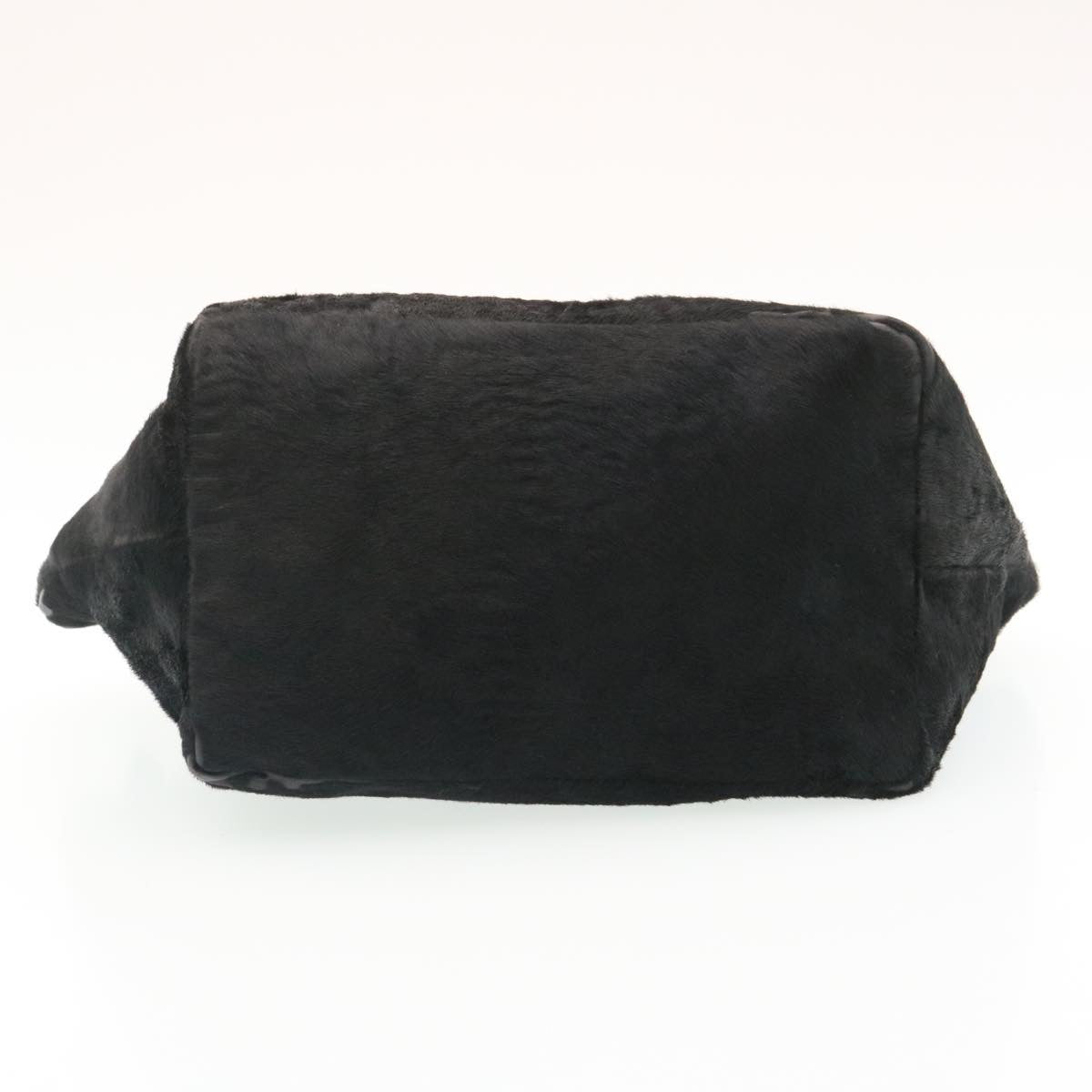 FENDI Hand Bag Unborn Calf SkinLeather Black Auth ar6571