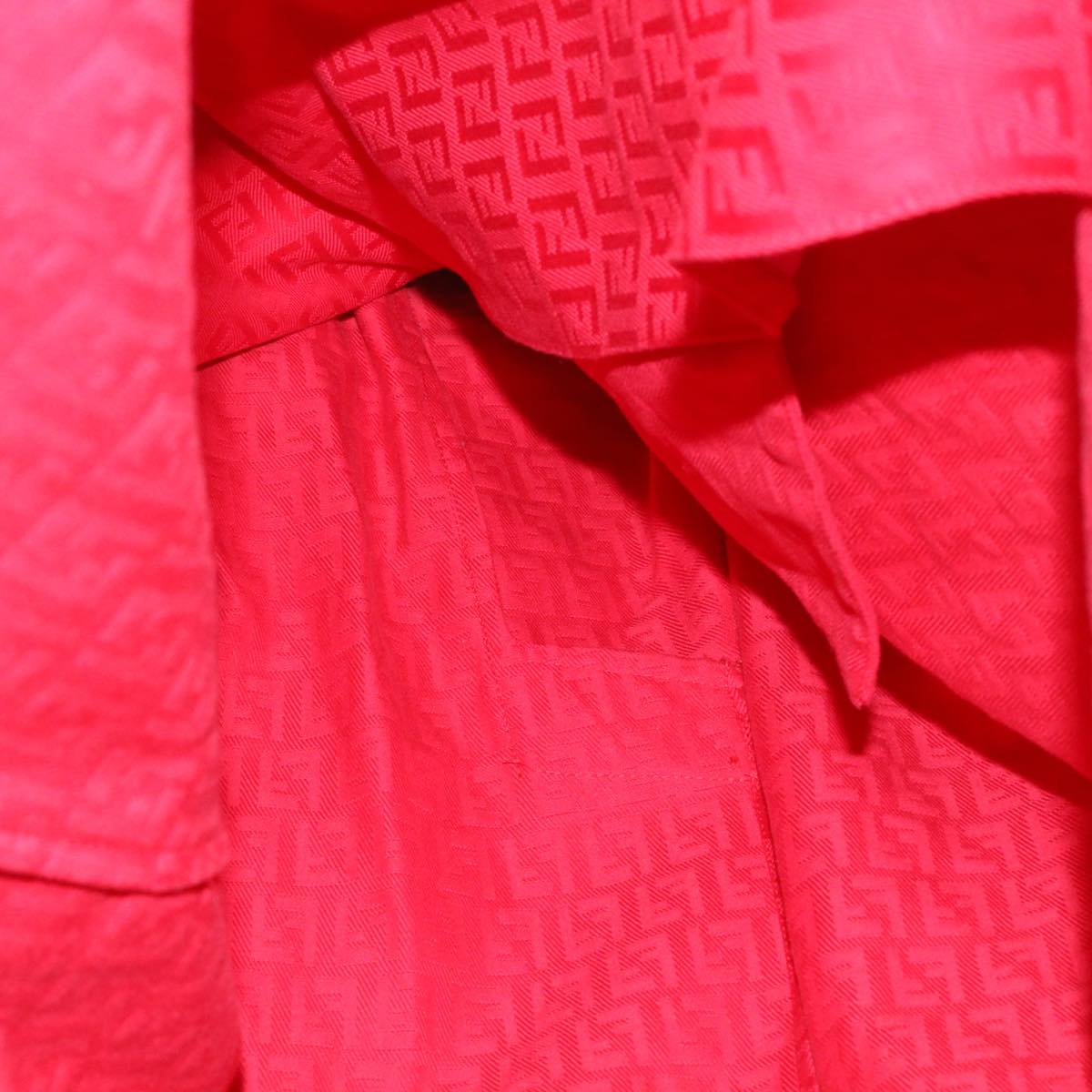 FENDI Zucchino Canvas Long Coat Jacket Red Auth ar6698