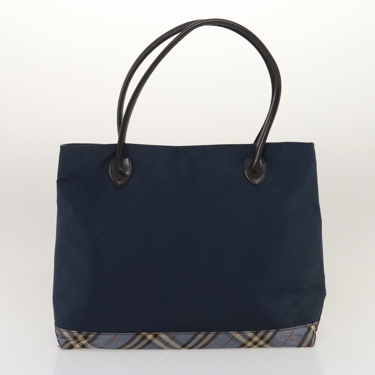 BURBERRY Nova Check Blue Label Hand Bag Canvas 2Set Navy Auth ar6772