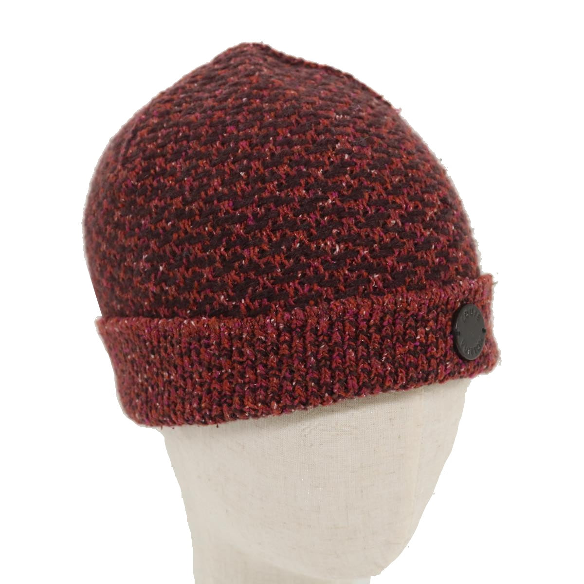 FENDI Beanie Watch Cap knitted Wool Brown Red Auth ar6833